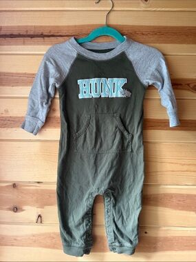 Carter's Olive Green Romper with Heather Gray Trim